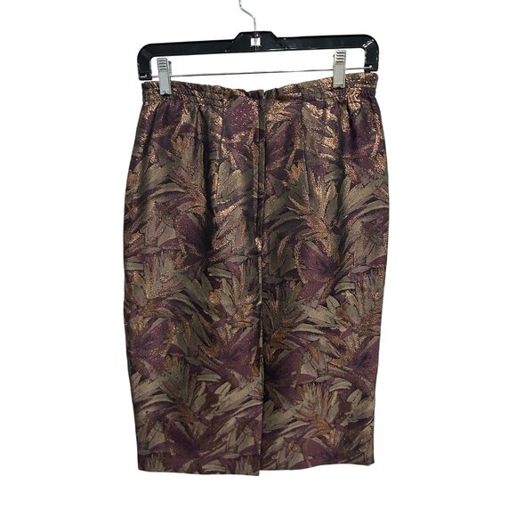 Vintage Metallic Pencil Skirt Purple Gold Size 8 Polyester Shimmer Career Office - Picture 2 of 10